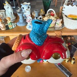 Vintage 1970s Gorham ceramic coin bank featuring Cookie Monster